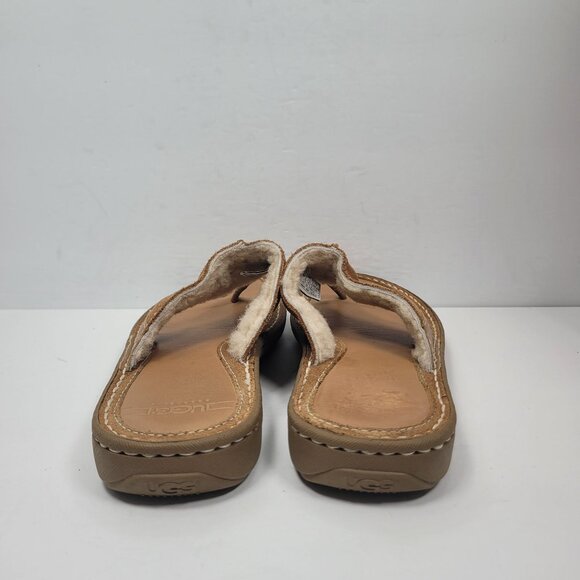 UGG Women's Shearling-Lined Brown Flip Flop Sandals S/N1610 US Size 12 - Picture 4 of 8